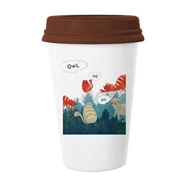 Imagem de Caneca de cerâmica com coruja falante para amantes de animais de estimação Caneca de café Copo de cerâmica