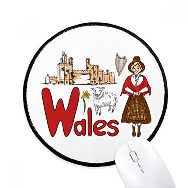 Imagem de Mouse pad com símbolo nacional do País de Gales, tapete redondo para escritório