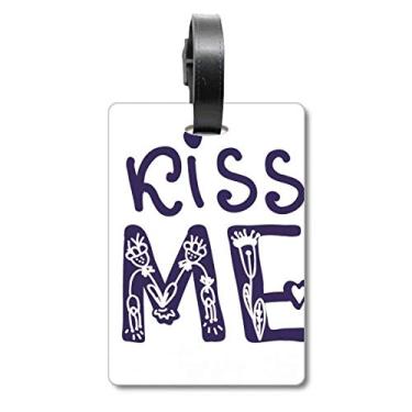 Imagem de Kiss Me Linda citação feita à mão, bolsa de viagem, etiqueta para cartão de bagagem
