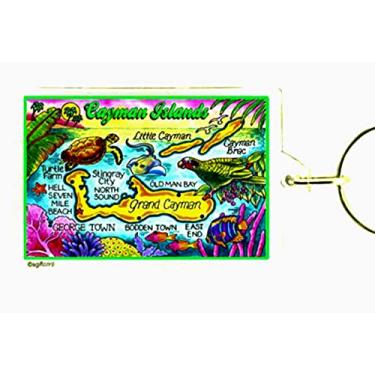Imagem de Chaveiro de lembrança retangular acrílico mapa Ilhas Cayman 6,35 x 3,81 cm