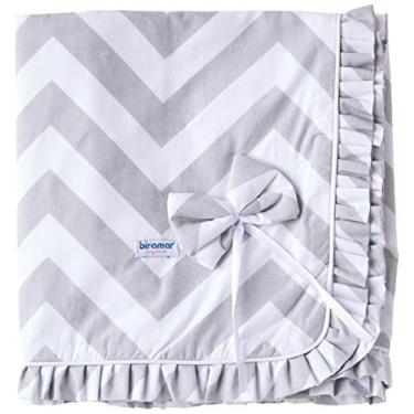 Imagem de Biramar Baby Manta Percal Babado C/Cordao Brooklyn Chevron Cinza Cinza