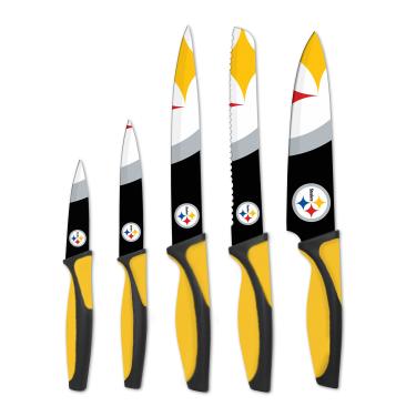 Imagem de The Sports Vault Conjunto de facas de cozinha NFL Pittsburgh Steelers de 5 peças