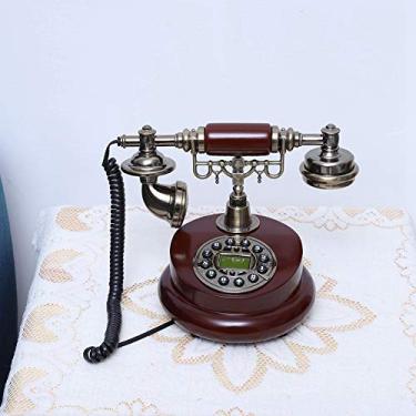 Imagem de Retrô Vintage com fio, telefone fixo FSK DTMF Vintage Telefone fixo com fio alimentado por linha de hotel escritório casa