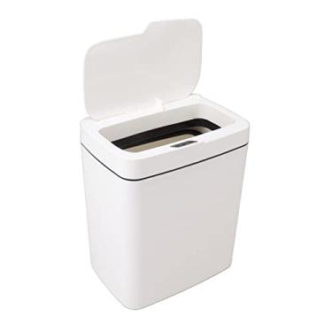 Imagem de Lata De Lixo Automática, Lixeira De Banheiro, 18L PP Sensor De Movimento Tipo Bateria Lixeira Inteligente Com Tampa Para Banheiro Quarto Branco