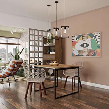 Imagem de Mesa de Jantar Quadrada Industrial Louis Carvalho e Preta 90 cm