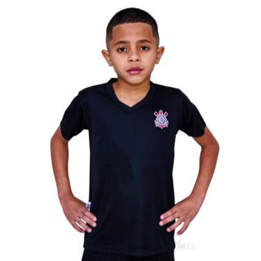 Imagem de Camiseta Infantil Corinthians Preta Gola V Oficial - Revedor
