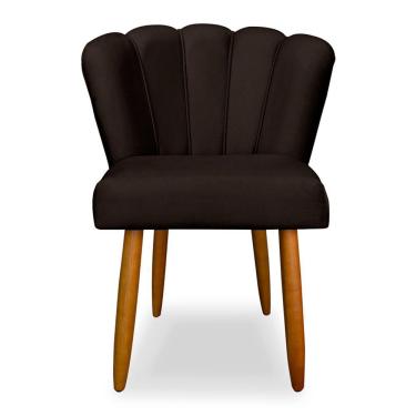 Imagem de Cadeira de Jantar Pétala Estofada Pés Palito Veludo Marrom - Montanaris Decor