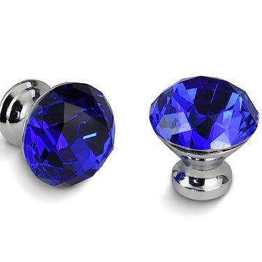 Imagem de Puxadores de armário de cozinha Design em forma de diamante Puxadores de vidro de cristal Puxadores de armário Puxadores de gaveta Ferragens para puxadores de móveis, azul