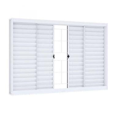 Imagem de Janela Veneziana de Correr Grade Quadrada 100cmx150cm Riobras Pronta Branco
