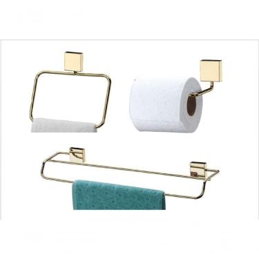 Imagem de Kit Banheiro Lavabo 3 Peças Dourado Future