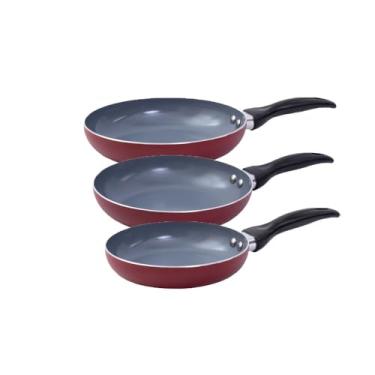 Imagem de Oikos - Kit 3 Frigideiras Antiaderentes Cerâmica Vermelha