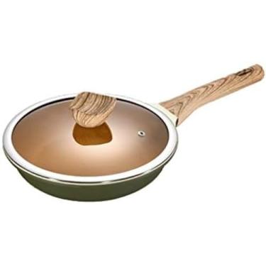 Imagem de Frigideira Panelas Antiaderente Frigideira De Granito Grés Frigideira Ultra Durável Panelas Compatível Com Indução Máquina De Lavar Louça Segura Ventilador Antiaderente Para Fritar,Verde,Hilarious