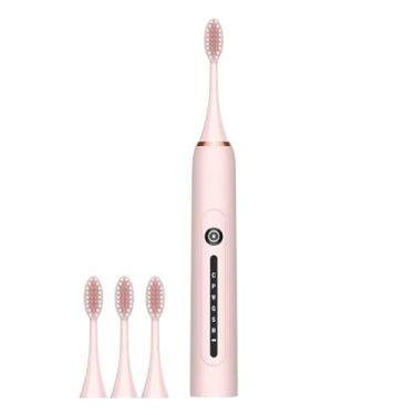 Imagem de Escova de dentes elétrica recarregável, escova de dentes elétrica | Escovas de dente elétricas macias e de baixo ruído de seis velocidades | Higiene bucal à prova d'água para banheiros, Besreey