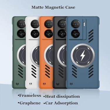Imagem de Frameless Graphene Heat dissipation Car Magnetic Adsorption Case For vivo iQOO Z7 Z7X Z6 Z6X Z5 Z5X Z3 Z1 Magsafing Wireless Charging Bumper Shell Cover (iQOO Z5 (2021),White)