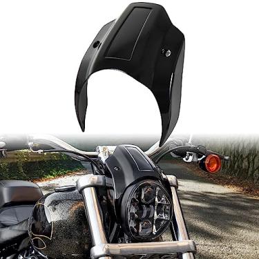 Imagem de VEISUTOR Capa de carenagem de farol para Harley Breakout 13-17, alumínio brilhante preto cabeça moldura moldura guarnição carenagem cowel capa kit para Harley Davidson Softail Breakout 2013-2017