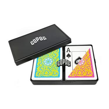Imagem de Copag 1546 Neoteric Design 100% Plastic Playing Cards, Poker Size (Standard) Yellow/Pink/Blue Double Deck Set (Jumbo Index)