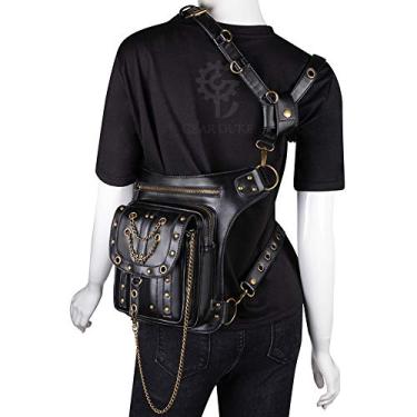 Imagem de Kissybride Bolsa de ombro vintage Steampunk com cintura e perna de coxa, multifuncional, mochila de motocicleta, mochila transversal