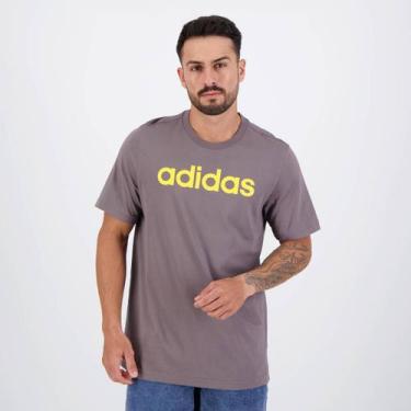 Imagem de Camiseta Adidas Logo Linear Cinza E Amarelo
