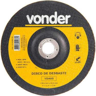 Imagem de Disco De Desbaste 177,8X6,4X22,22 Para Aço Carbono Vda60 - Vonder