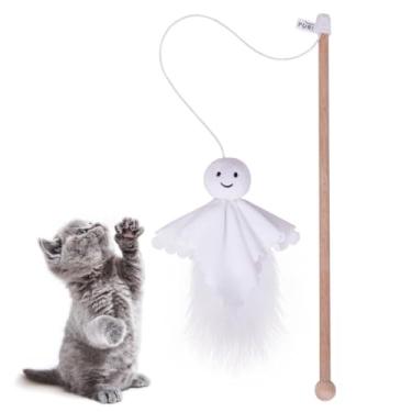 Imagem de Chewtoyo Brinquedo para brincar com gatinhos em ambientes internos, divertido, perseguindo, varinha interativa, brinquedo de brinquedo com pena falsa