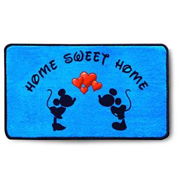 Imagem de J.Ehonace Mickey Minnie Mouse Tapete para banheiro - Tapete de entrada para ambientes internos e externos, tapete de cozinha, 43 x 76 cm, Home Sweet Home-blue