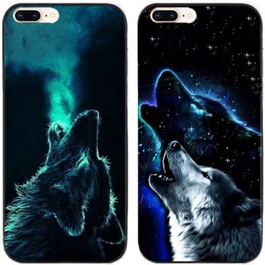 Imagem de 2 peças Growl Wolf TPU gel silicone capa traseira para Apple iPhone (iPhone 7 Plus/iPhone 8 Plus)