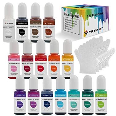 Imagem de YRYM HT Pigmento de resina epóxi – 16 cores de resina epóxi não tóxica pigmento de cor para colorir, tinta de resina concentrada para fazer joias, arte, pintura, artesanato - 10 ml cada