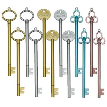 Imagem de Maydahui 12 canetas esferográficas em formato de chave, delicadas, duráveis, retrôs, refis de tinta gel preta para meninos, artigos de papelaria escolar