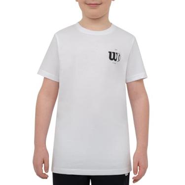 Imagem de WILSON Camisetas de manga curta para meninos - Camisetas juvenis elegantes para ocasiões diárias - Camisetas ideais para meninos, Beisebol branco, P