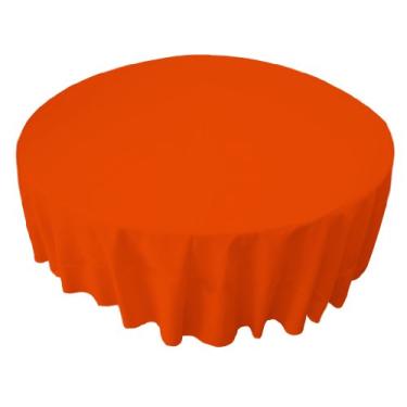 Imagem de LA Linen Toalha de mesa de popelina de poliéster 182 cm redonda, laranja