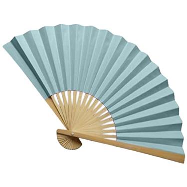 Imagem de YQHWLKJ Ventiladores de mão dobráveis estilo chinês, leque dobrável de mão, papel de bambu, leque dobrável, festas, presentes de casamento, decoração de casa