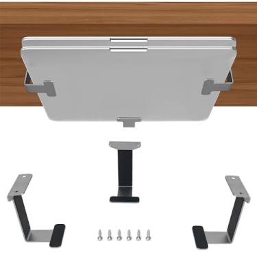 Imagem de IFCASE Suporte de metal embaixo da mesa para laptop, Xbox Series S, Xbox One S/X, PS4 Slim/Pro, mini PC de mesa, amplificador sem fio, CalDigit TS4 (prata)