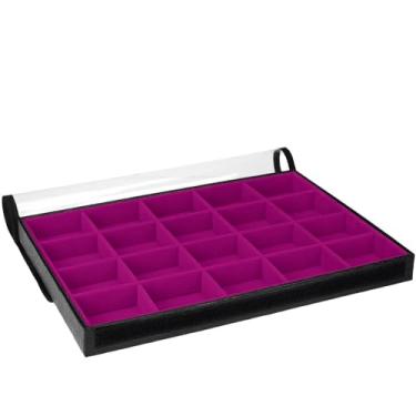 Imagem de Bandeja Grande BIG Porta Joias Caixa Organizadora Expositor Joias Bijuterias Guarda Joias com Capa (Pink)
