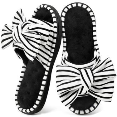 Imagem de ULTRAIDEAS Pantufas Femininas de Dedo Aberto com Espuma de Memória, Tira Ajustável e Forro Felpudo Aconchegante, Lindas Sandálias Femininas para Uso em Casa com Sola de Borracha