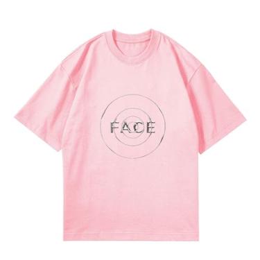 Imagem de Camiseta Jimin Solo Face, camisetas soltas k-pop unissex com suporte de mercadoria estampadas camisetas de algodão, rosa, XXG