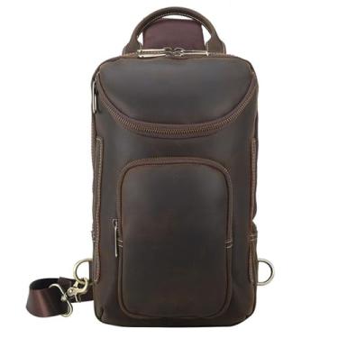 Imagem de Bolsa mensageiro masculina de couro legítimo, bolsa de ombro, viagem, negócios, caminhadas, uso diário, b