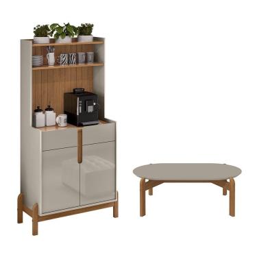 Imagem de Aparador Cantinho do Café e Mesa de Centro Oblonga Lizz Off White Cedro Casa D 