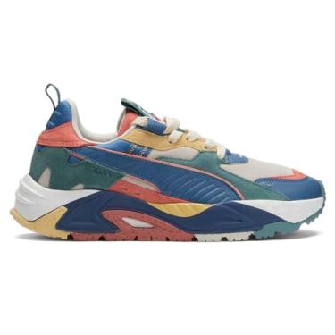 Imagem de Puma Tênis masculino Rs-Trck Re:Escape com cadarço casual - Multi - Tamanho 42, Azul, cinza, laranja, 42