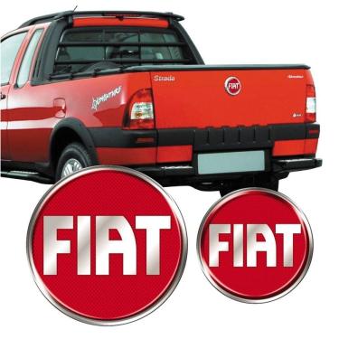 Imagem de Emblema Tampa Traseira Fiat Strada 2005 Adesivo Vermelho Cor Vermelho