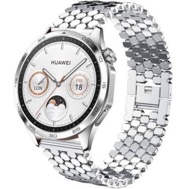 Imagem de DEALELE Pulseiras compatíveis com Samsung Gear S3 Frontier/Classic/Galaxy Watch 46 mm/Galaxy Watch 3 de 45 mm, pulseira de malha de metal de aço inoxidável de 22 mm para Huawei Watch 3/GT2 de 46 mm,