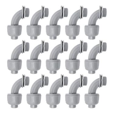 Imagem de Feotech Conector líquido apertado de 1/2 polegada - Pacote com 15 acessórios de conduíte elétrico de PVC Conectores flexíveis de 90 graus para casa, cozinha e conector de conduíte de banheiro