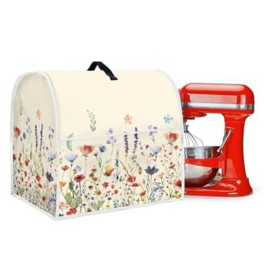 Imagem de Uorisanigo Capas de batedeira Kitchen Aid para batedeira de 4,5 a 5 qt Capa contra poeira para pequenos eletrodomésticos com bolsos capa floral para misturador de cozinha, peças e acessórios, protetor