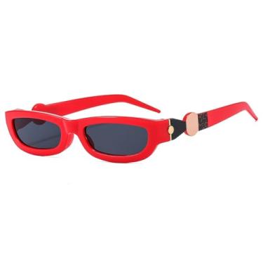 Imagem de JRLLFD Óculos de sol quadrados femininos retro vermelho pequeno óculos quadro masculino ao ar livre ciclismo pesca protetor solar sunnies, 1, um tamanho