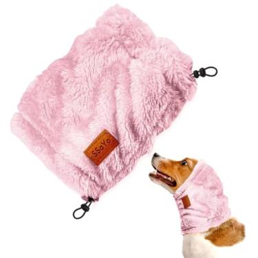 Imagem de SSaYo Protetores auriculares ajustáveis com cancelamento de ruído para cães – protetores de ouvido para cães – faixas de ouvido para cães – capas de orelha para alívio da ansiedade (rosa, médio)
