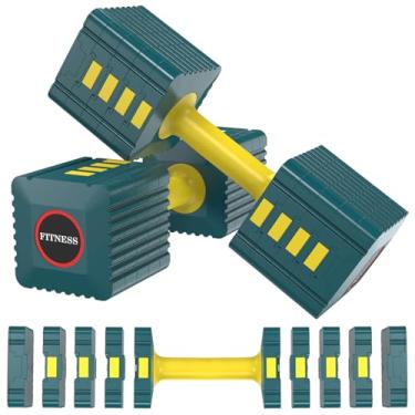 Imagem de Conjunto de 2 halteres de peso ajustável, 1,5 kg/2,6 kg/3,6 kg/4,7 kg/5,7 kg cada conjunto de peso de mão para mulheres/homens, conjunto de halteres ajustáveis para ginástica em casa, ginástica