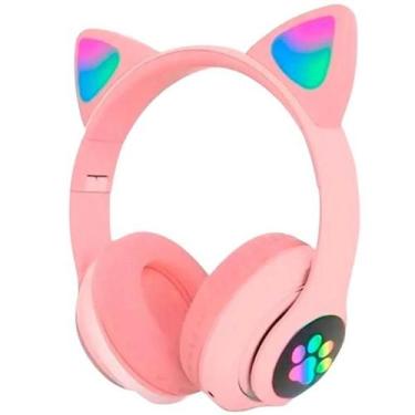 Imagem de Fone Bluetooth Orelha De Gato Led Colorido (ROSA) - Peining