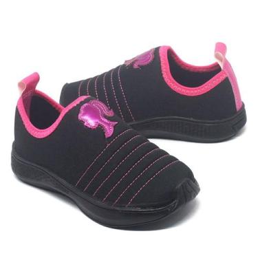 Imagem de Tênis Infantil Feminino Calce Fácil - Anabe Calçados, Preto, 23