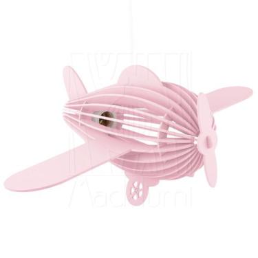 Imagem de Luminária Pendente Avião Teco Teco Infantil Rosa Claro e27 - Madelumi