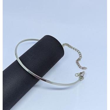 Imagem de Colar Choker Feminino Elo Aro fio Rígido liso 3mm Folheado a Ouro Dour