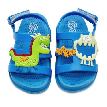 Imagem de Sandália Papete Plugt Infantil Menino Mini Bizz Monstrinhos Azul Royal